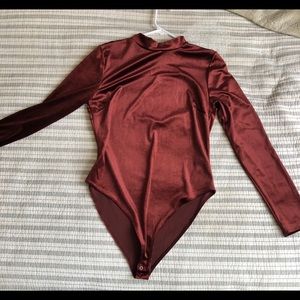 Mock neck velvet BODYSUIT